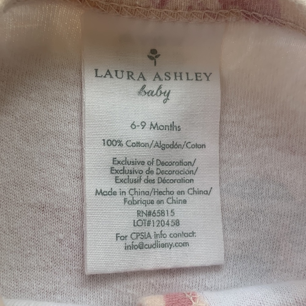 Laura Ashley 6-9M Pink Floral Ruffle Footie EUC - Picture 8 of 10